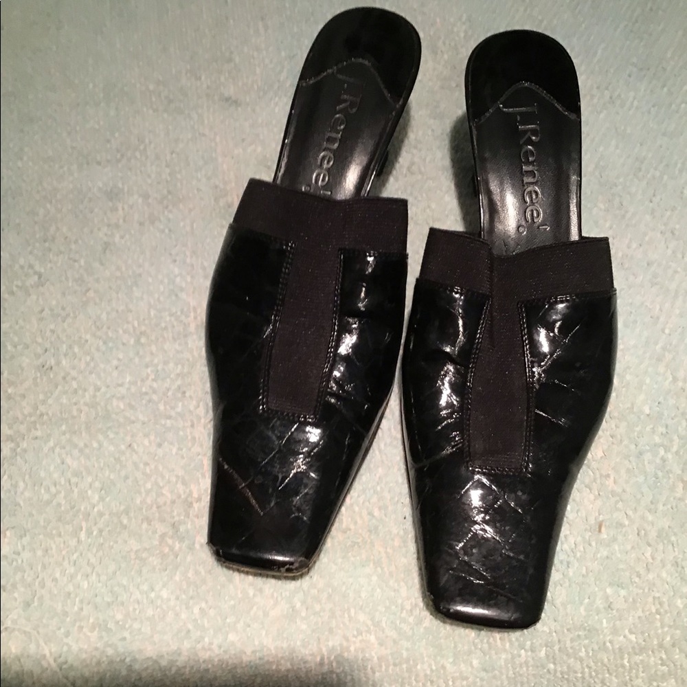 Black Paten Mules